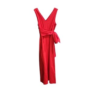 J.CREW H7683 Red Jumpsuit wrap back Size 12 19,16,23.5